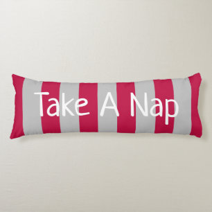 Elegant Red and Grey Striped Saying Body Pillow