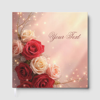 Elegant Red and Pink Fantasy Wedding Roses Guest Book