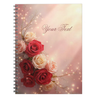 Elegant Red and Pink Fantasy Wedding Roses Notebook