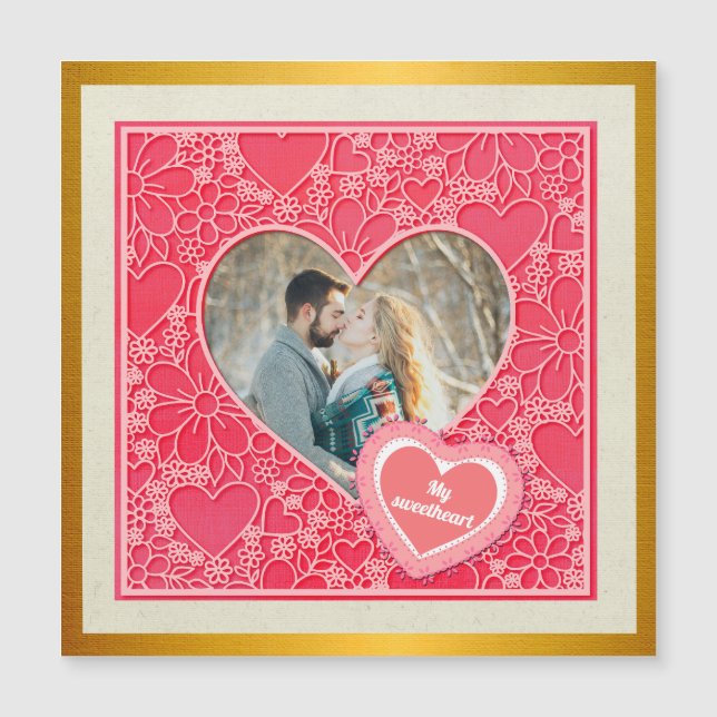 Elegant Red and Pink Floral Hearts Valentine's Day (Front)