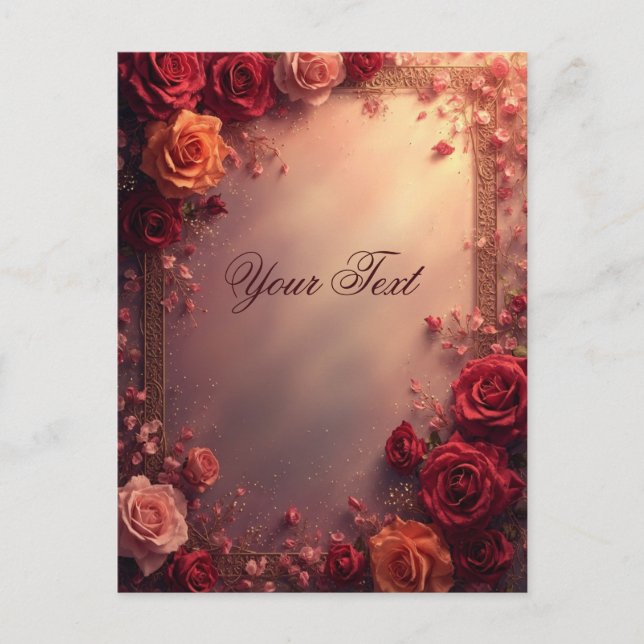 Elegant Red and Pink Wedding Roses Postcard (Front)