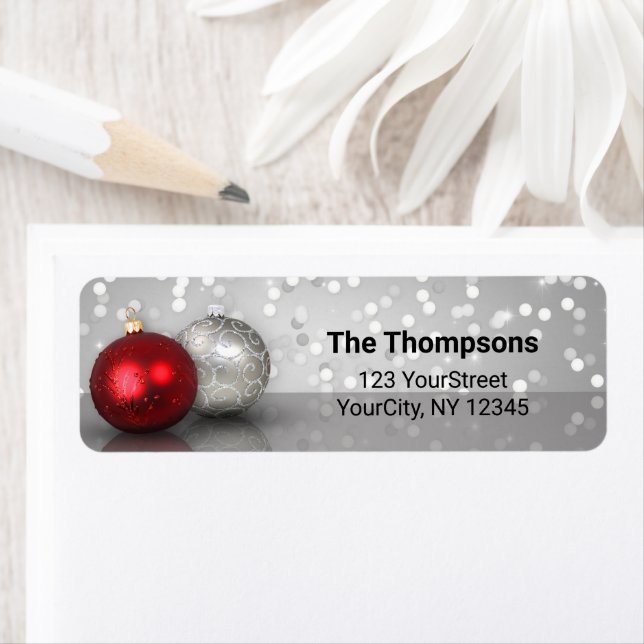 Elegant Red and Silver Christmas Ornaments (Insitu)