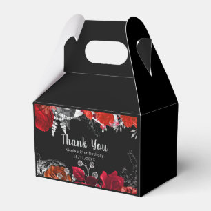 Elegant Red and Silver Flowers Birthday Favor Box