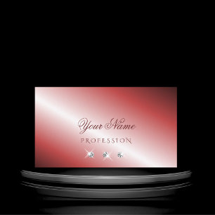 Elegant Red and Silver Sparkling Diamonds Stylish Business Card