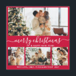 Elegant Red and White 4 Photo Collage Christmas Holiday Card<br><div class="desc">Elegant Calligraphy Minimalist Red and White 4 Photo Collage Merry Christmas Script Holiday Card. This festive, minimalist, whimsical four (4) photo holiday card template features a pretty photo collage and says „Merry Christmas and Happy New Year”! The „Merry Christmas” greeting text is written in a beautiful hand lettered swirly swash-tail...</div>