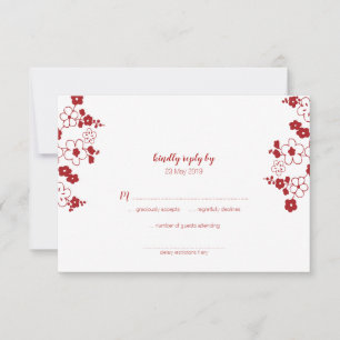 Elegant Red and White Cherry Blossom Oriental RSVP Card