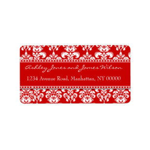Elegant Red and White Damask Address Labels