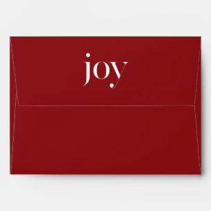 Elegant Red and White Joy Typography Holiday Envelope