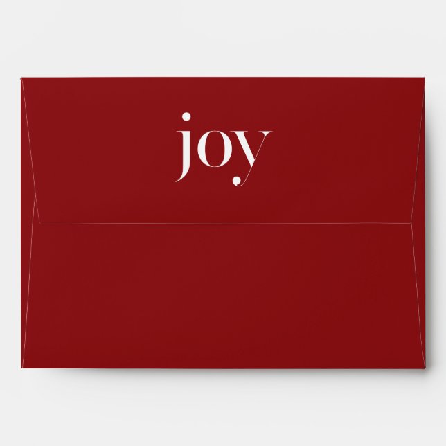 Elegant Red and White Joy Typography Holiday Envelope (Back (Top Flap))