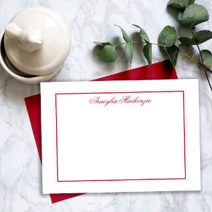 Elegant Red and White Personalized Card