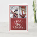 Elegant Red and White Photo Christmas Card<br><div class="desc">Elegant Red and White Photo Collage  Christmas Card with Believe in the Magic of Christmas.  Personalize with two of your own photos and note.</div>