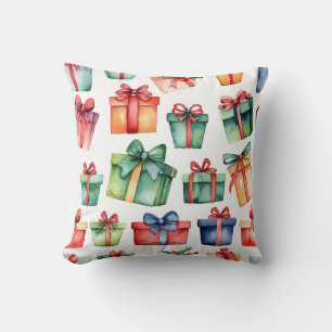 Elegant Red and White Seasonal Traditional Chic  Throw Pillow