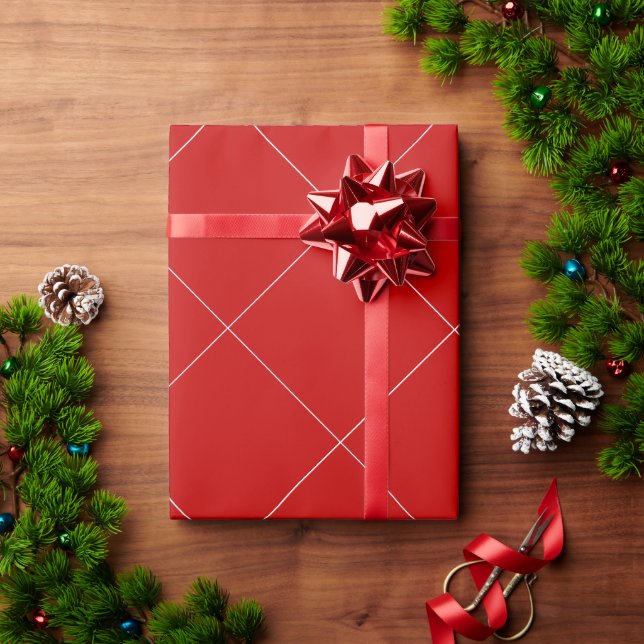Elegant Red And White Template Christmas Gift Wrapping Paper (Holiday Gift)