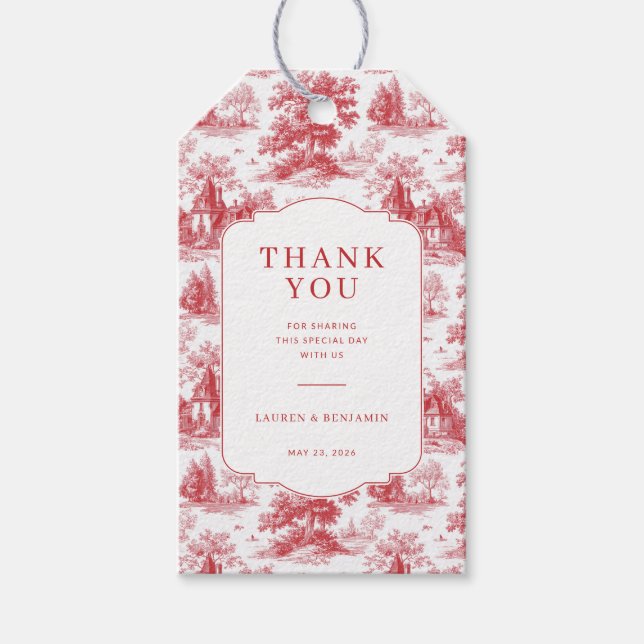 Elegant Red and White Thank You Card Gift Tags (Front)