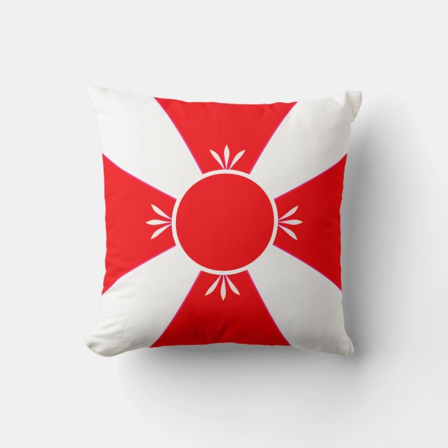Elegant Red and White Throw Pillow (Front)