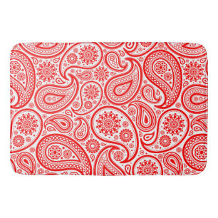 Elegant Red and white vintage paisley pattern Bath Mat