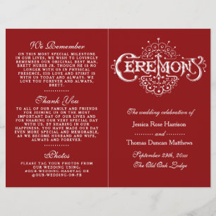 Elegant Red And White Wedding Ceremony Programs