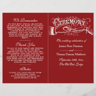 Elegant Red And White Wedding Ceremony Programs