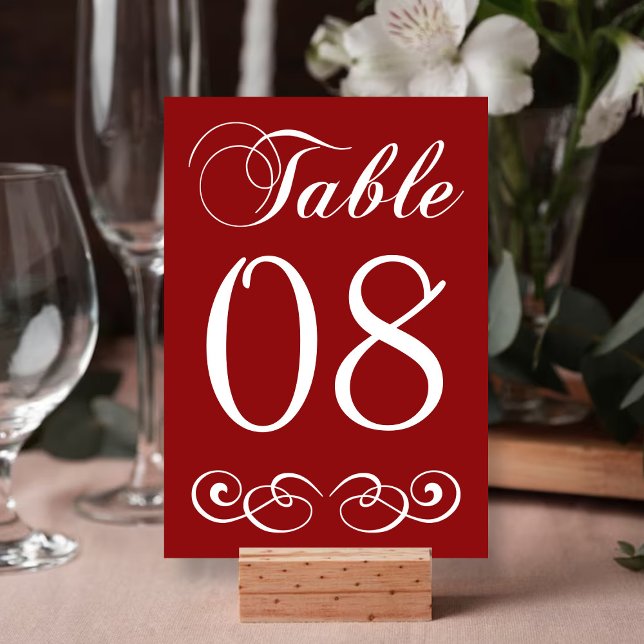 Elegant Red And White Wedding Table Number (Creator Uploaded)