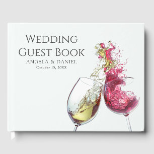 Elegant Red and White Wine Dance   Photo Guest Book