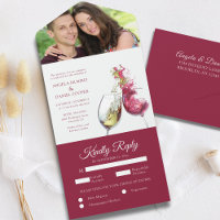 Elegant Red and White Wine Dance Photo Wedding