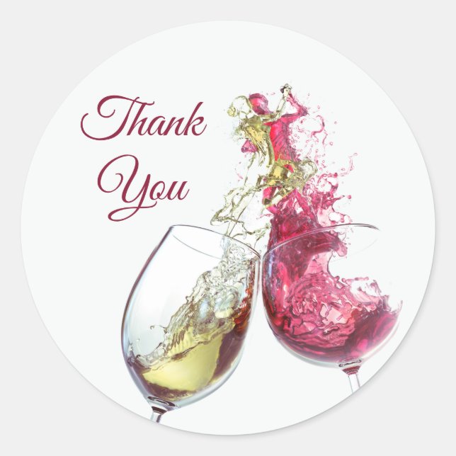 Elegant Red and White Wine Dance Wedding Classic Round Sticker (Front)