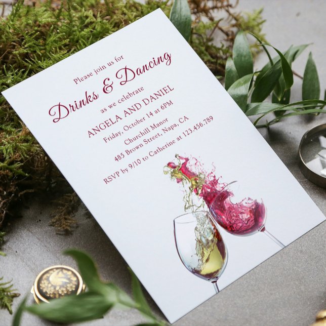 Elegant Red and White Wine Dance Wedding RSVP Card (Creator Uploaded)