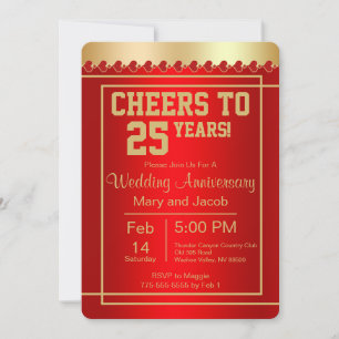 Elegant Red Anniversary Party Invitation