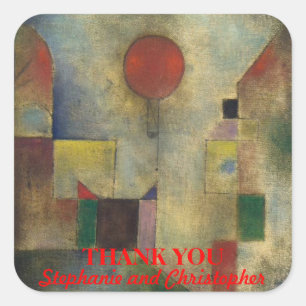 Elegant "Red Balloon" Custom Square Sticker
