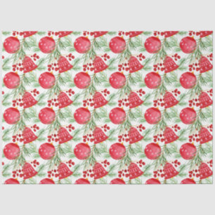 Elegant Red Bells Fir Bauble Christmas Tissue Paper