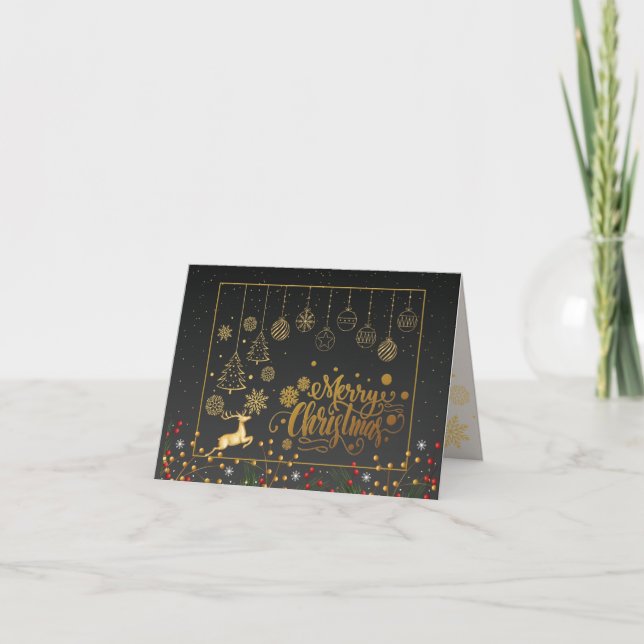 Elegant Red Berri Christmas   Holiday Card (Front)