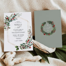 Elegant Red Berries Greenery Christmas Wedding
