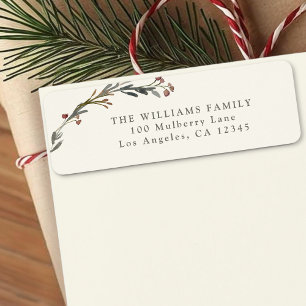 Elegant Red Berries Greenery Holiday Address