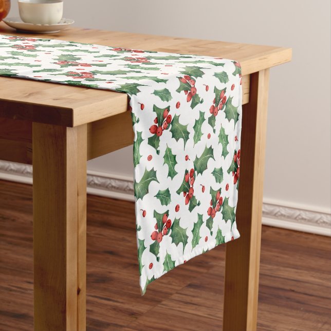 Elegant Red Berry Christmas Short Table Runner (In Situ)