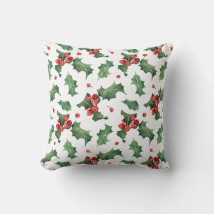 Elegant Red Berry Christmas Throw Pillow