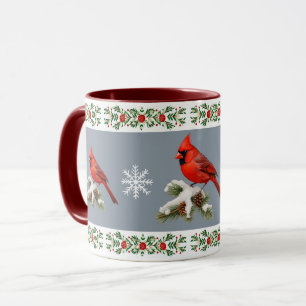 Elegant red bird cardinal holiday Christmas Mug
