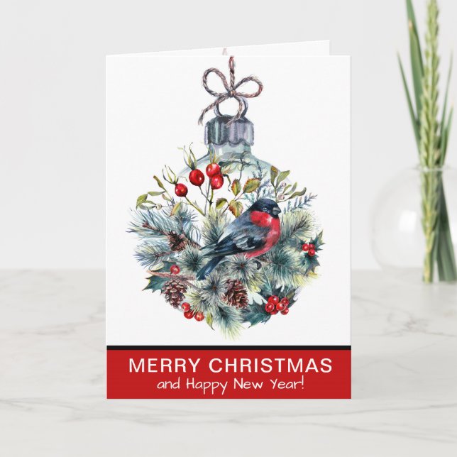 Elegant Red Bird Ornament Christmas Holiday (Front)