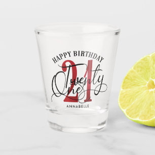Elegant Red & Black 21st Birthday  Shot Glass