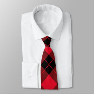Elegant Red & Black Buffalo Plaid Pattern Tie