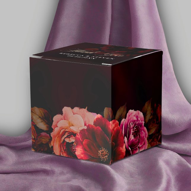 Elegant red black floral wedding gothic romantic  favor box (Creator Uploaded)
