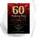 Elegant Red Black Gold 60th Birthday Invitation<br><div class="desc">60th birthday party invitation. Elegant red black design with faux glitter gold. Features stylish diamonds, bokeh lights and script font. Men or women bday invite. Perfect for a stylish adult birthday party. Personalize with your own details. Message me if you need further customization. Printed Zazzle invitations or instant download digital...</div>