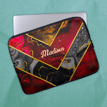 Elegant red black gold girly geometric  Laptop Sleeve<br><div class="desc">Elegant red black gold girly geometric laptop sleeve. To make it extra special, it is also monogrammed and personalized with name or initials or any text you like, click the "customize further" link and use the design tool to modify the design if you like. Beautiful, modern and cool laptop sleeve....</div>