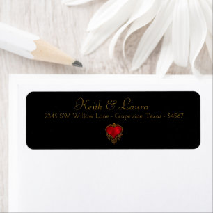 Elegant Red Black Gold Wedding Label