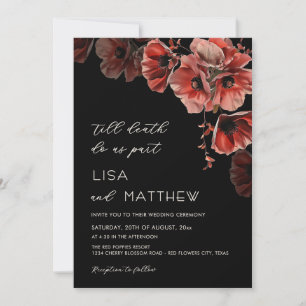 Elegant Red Black Goth Wedding Invitation