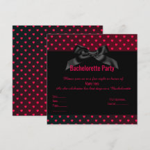 ELEGANT RED BLACK heart BACHELORETTE INVITATION