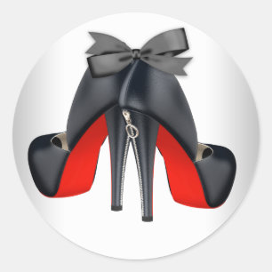 Elegant Red Black High Heel Shoe Stickers