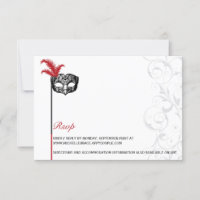 Elegant Red Black Masquerade Information Card