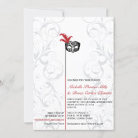 Elegant Red Black Masquerade Wedding Invitations