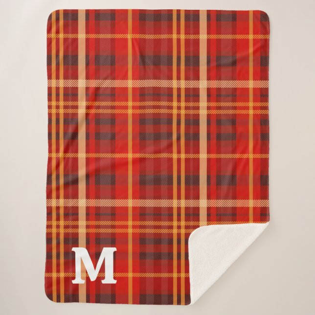 Elegant Red Black Plaid Monogram Custom  (Devant)
