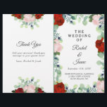 Elegant Red Blush Roses Greenery Wedding Folded<br><div class="desc">This wedding design features pretty watercolor red and blush pink roses accented by eucalyptus greenery. This design is printed on a flat sheet so you will need to simply fold it in half to create a 5.5"x8.5" program with a front and back cover, and ceremony details on the inside! Click...</div>